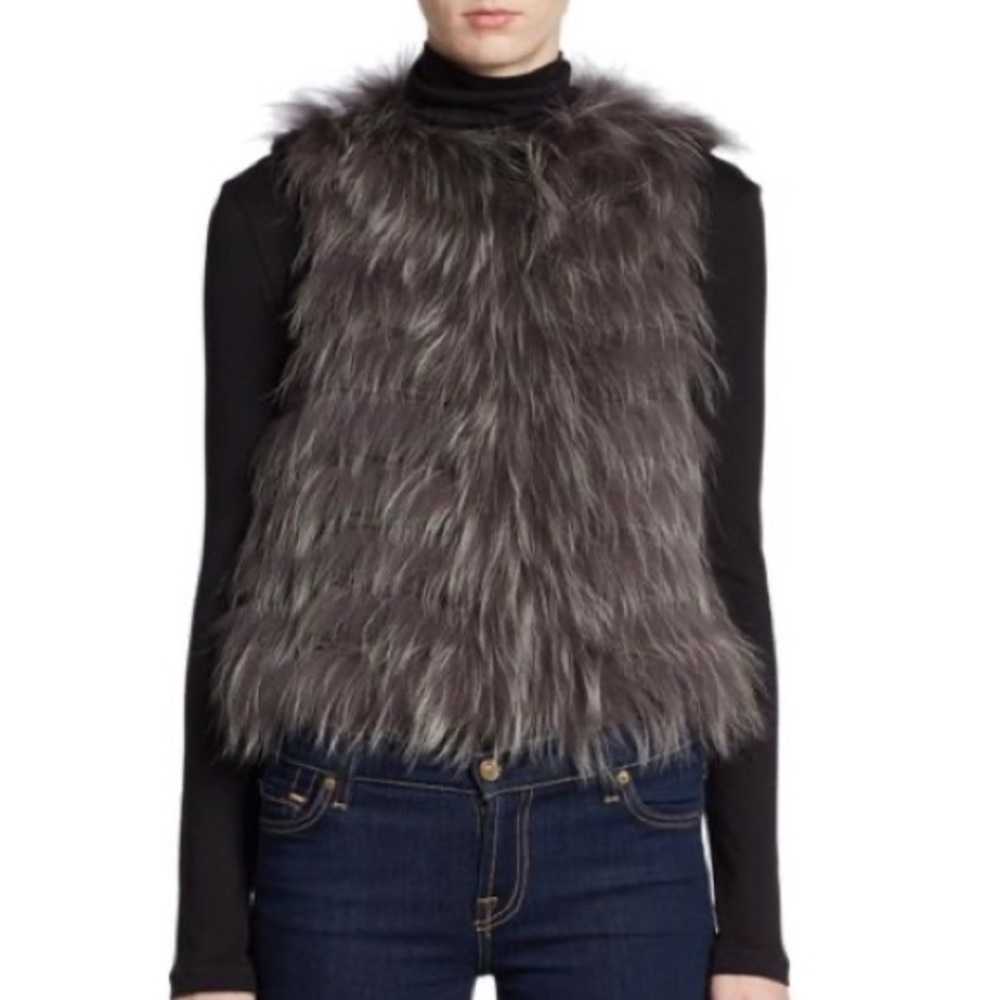 Alice + Olivia Rabbit & Raccoon Fur Vest